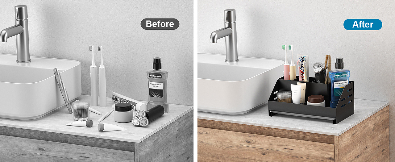 亚马逊洗漱用品水槽牙刷架子主图和A加页面建模渲染图