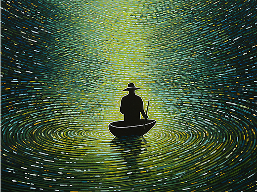 插画/梵高船影