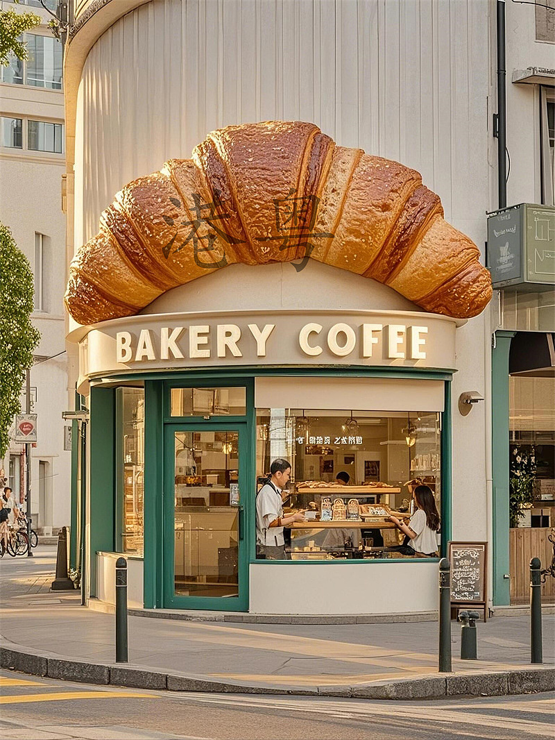 可颂面包灯箱模型玻璃钢纤维烘焙店门头装饰引流大挂件