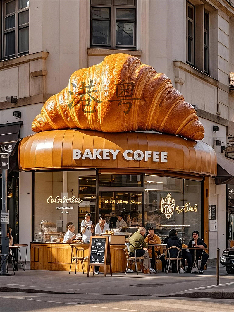 可颂面包灯箱模型玻璃钢纤维烘焙店门头装饰引流大挂件