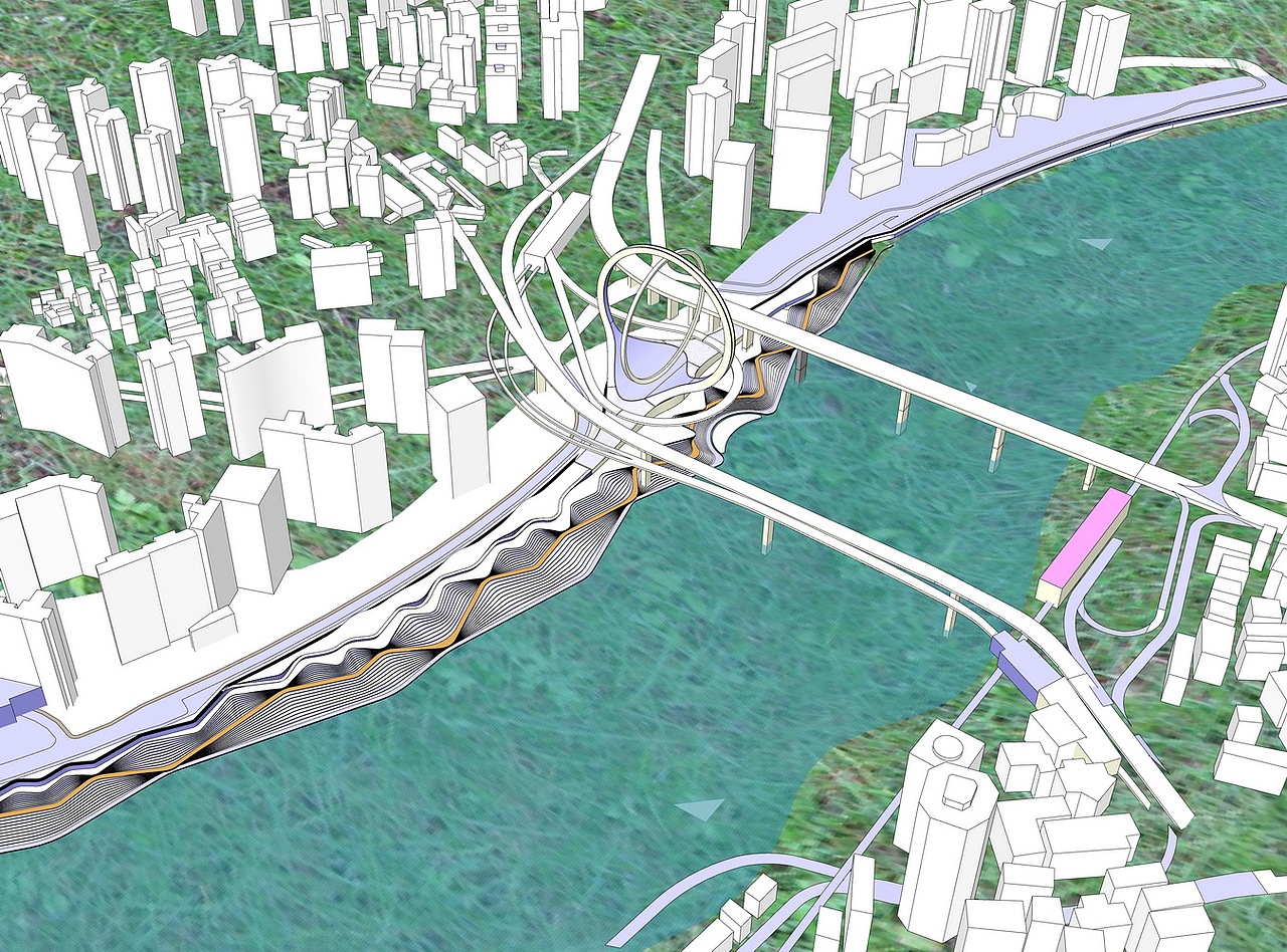 重庆两江四岸景观改造音乐码头节点重叶台SU模型下载