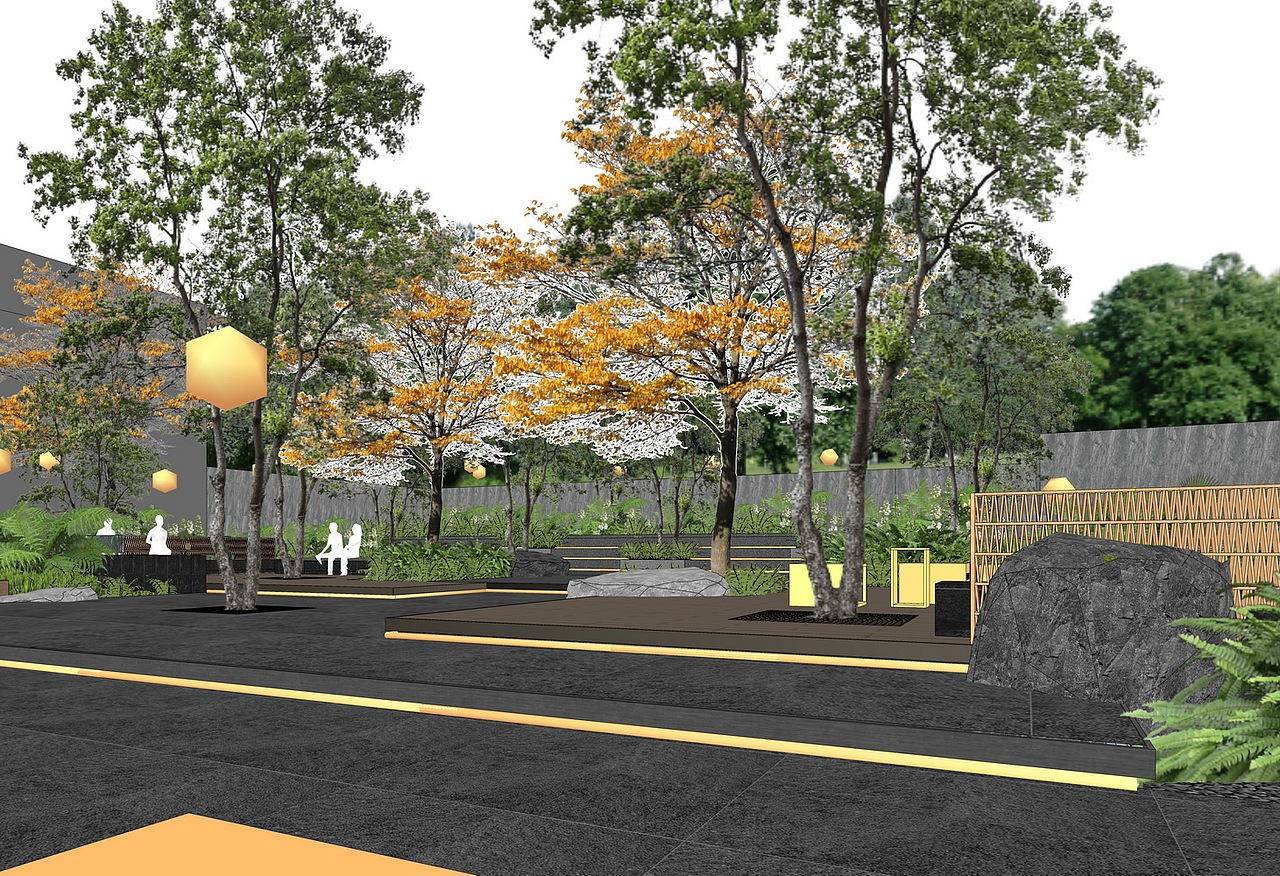 重庆万科弹子石商业街景观SU模型下载