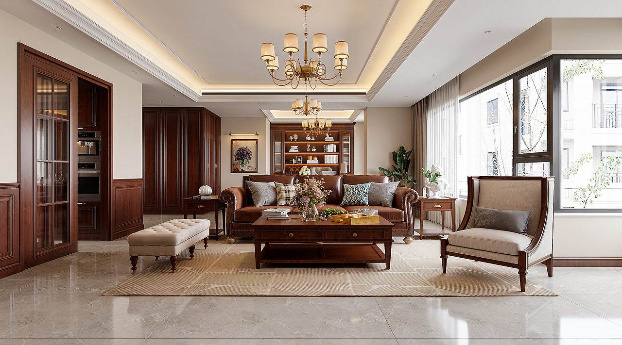 美式复古客餐厅效果图表现