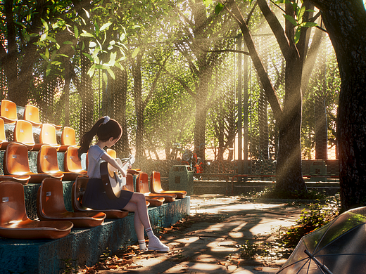 夏天树下光影隐约 | 三维静帧