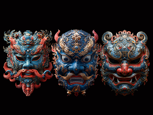 中国传统傩戏非遗面具系列