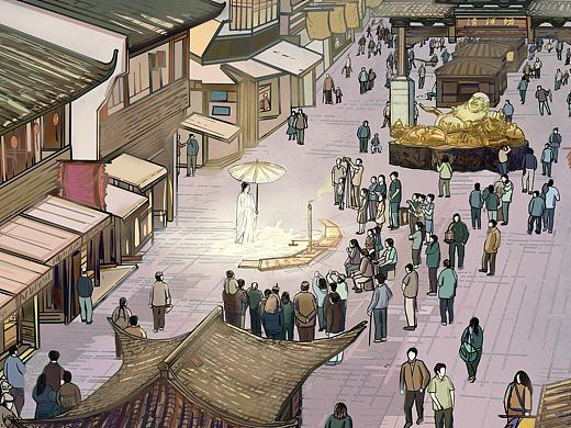 插画新作《白素贞在河坊街》