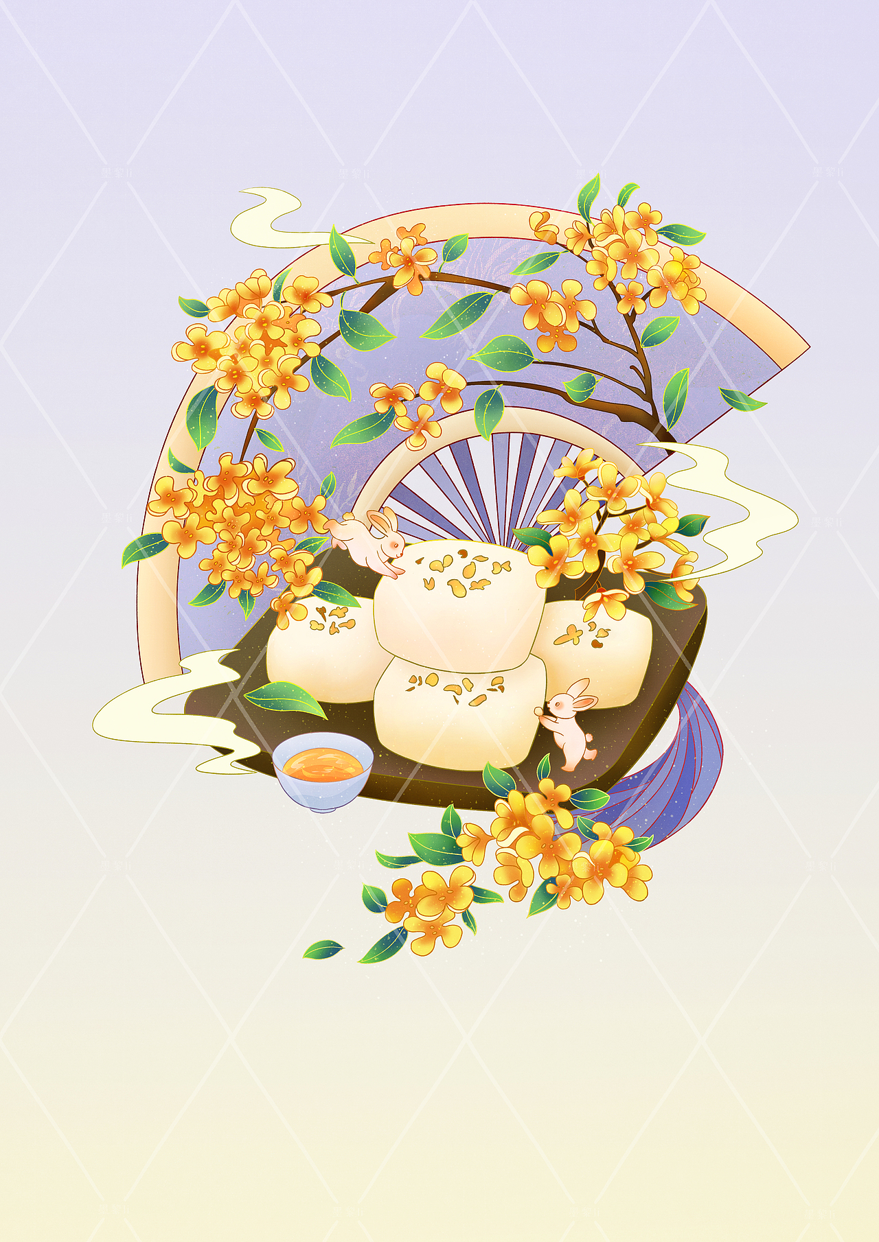 美食插画|桂花糕