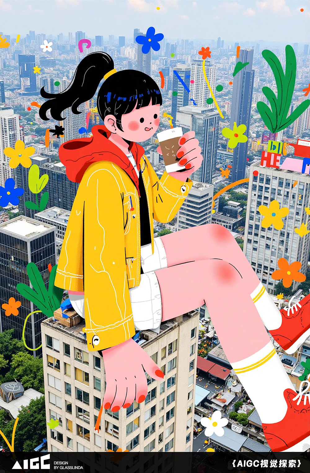 AIGC探索:实景+插画