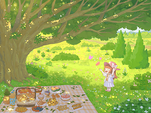 野餐（個(gè)人主頁-ZNzE2MzU4NjA=） - 兒童插畫 - 站酷設(shè)計(jì)師少_年_游原創(chuàng)素材 - 站酷ZCOOL