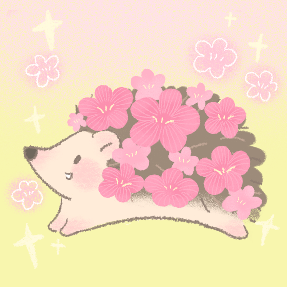 原创文创设计-开满花的小刺猬