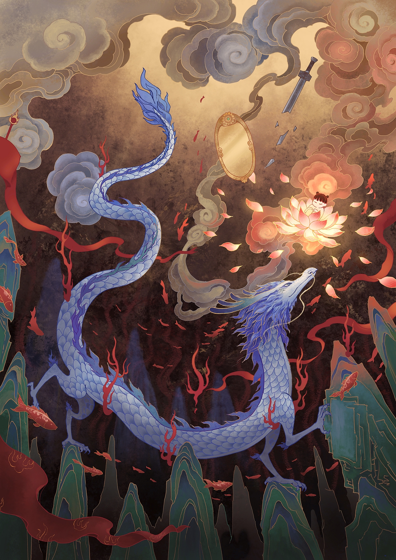 哪吒同人海报（纵身焚枷锁，热血铸新魂）（图ZMzg4MDA3MTYw） - 创作习作 - 站酷设计师镜白czy原创素材 - 站酷ZCOOL