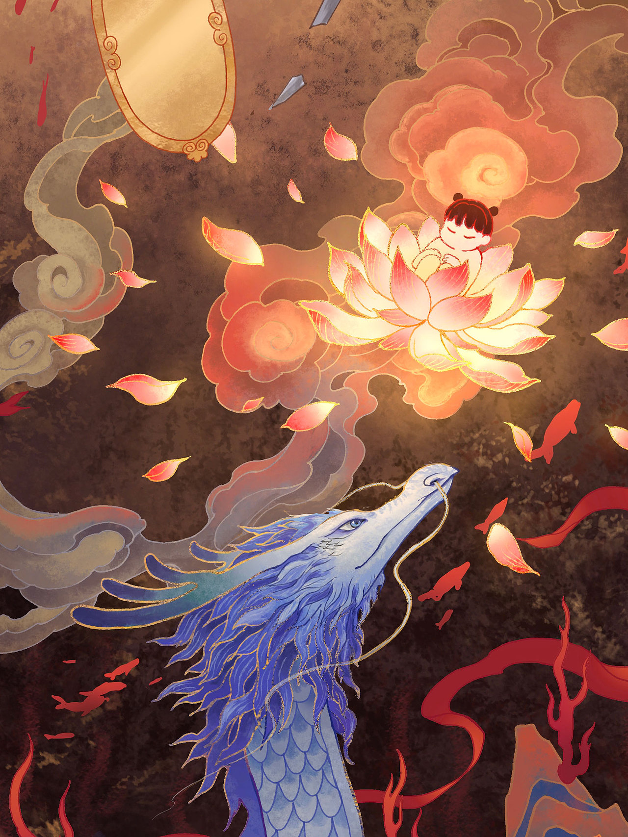 哪吒同人海报（纵身焚枷锁，热血铸新魂）（图ZMzg4MDA3MjE2） - 创作习作 - 站酷设计师镜白czy原创素材 - 站酷ZCOOL