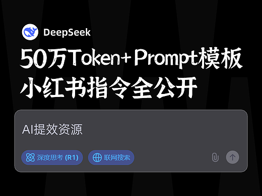 AI提效资源包|DeepSeek 50万Token+Prompt模板+小红书指令全公开