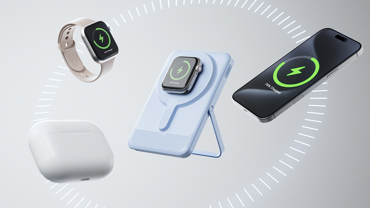 带支架无线充电宝动画