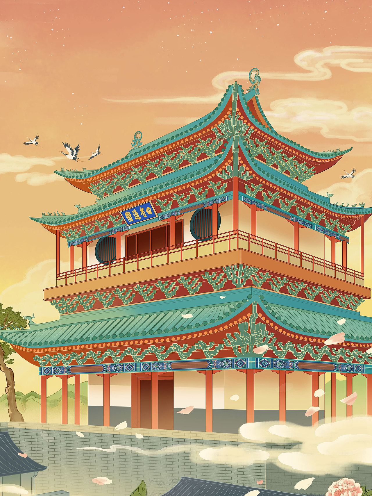 平遙古城古建筑插畫（圖ZMzg4MDIxMzc2） - 商業(yè)插畫 - 站酷設(shè)計師西里大大原創(chuàng)素材 - 站酷ZCOOL