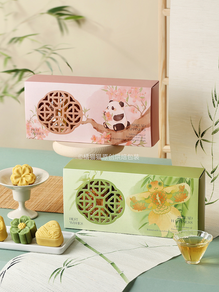 如沐春风系列X橘猫原创手绘绿豆糕镂空设计国风包装盒