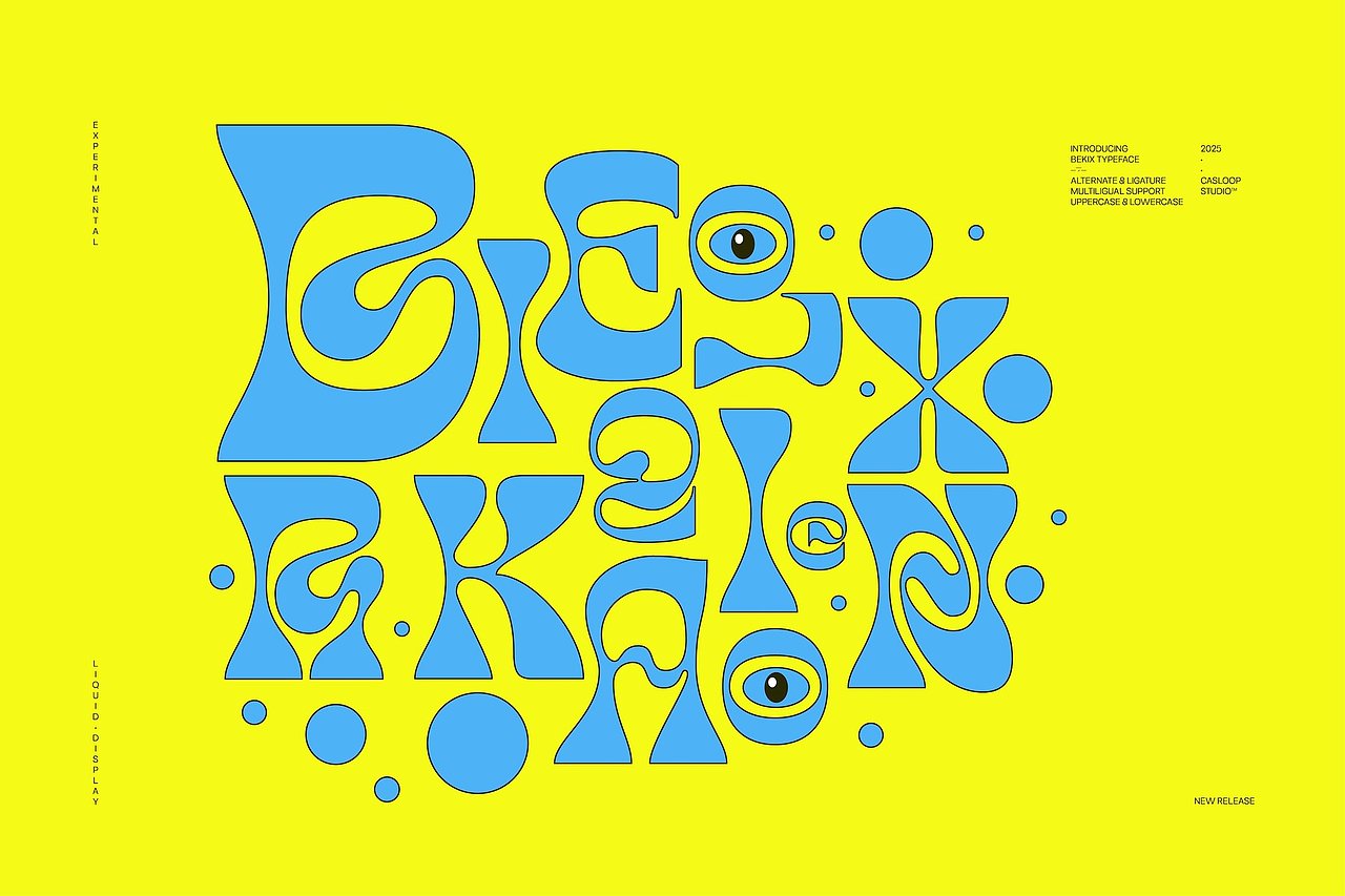 潮流复古迷幻酸性Y2K文创海报标题液体艺术装饰字体