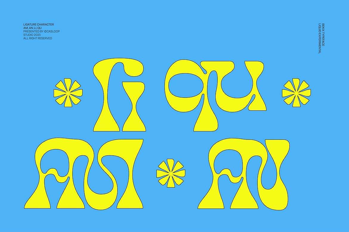 潮流复古迷幻酸性Y2K文创海报标题液体艺术装饰字体