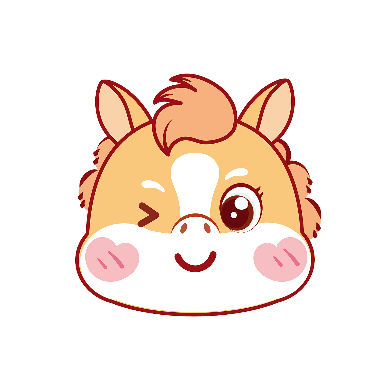 可爱的小马驹卡通插画图片可爱马年马宝宝