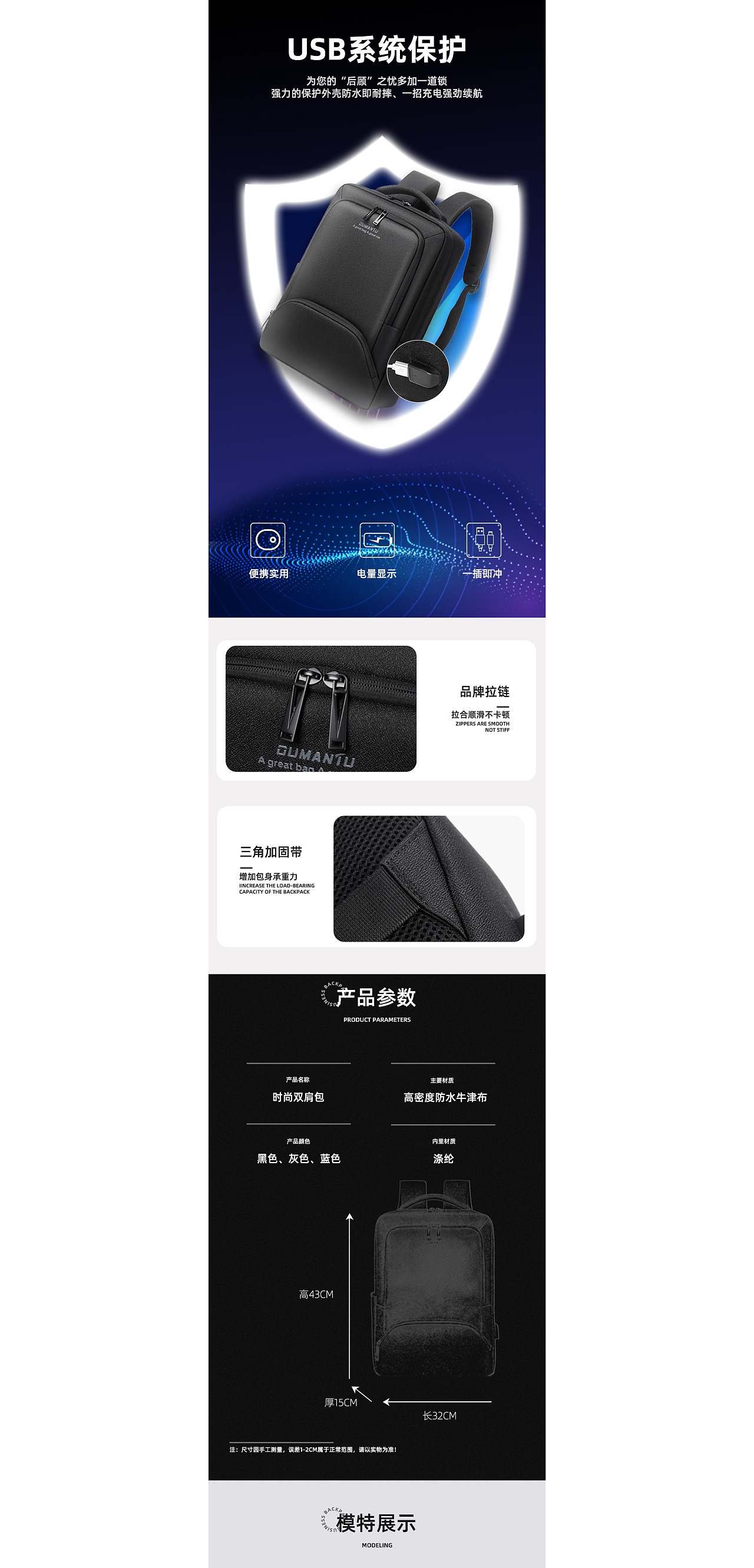 电商详情页|主图|排版设计|背包产品海报_人物海报