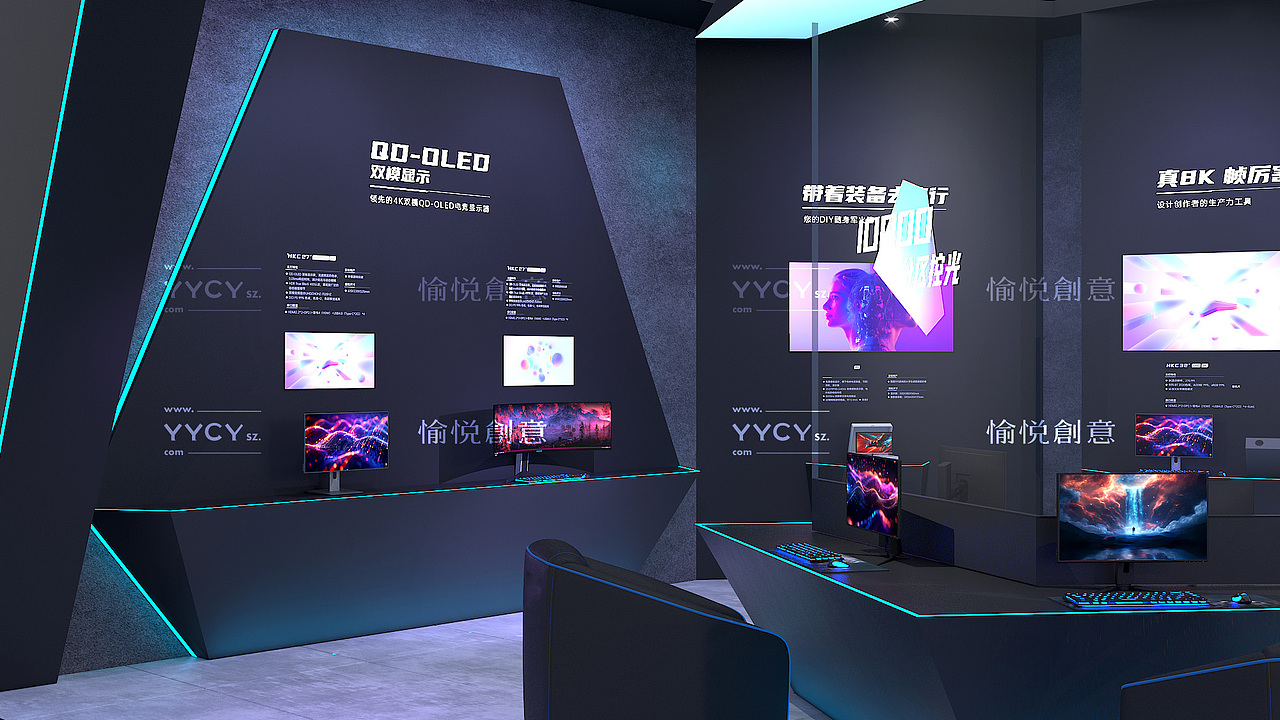 国际电脑展3C显示器科技展台展陈设计酷黑电竞风(图ZMzg4MDY4NTIw) - 展陈设计 - 站酷设计师愉悦创意原创素材 - 站酷ZCOOL