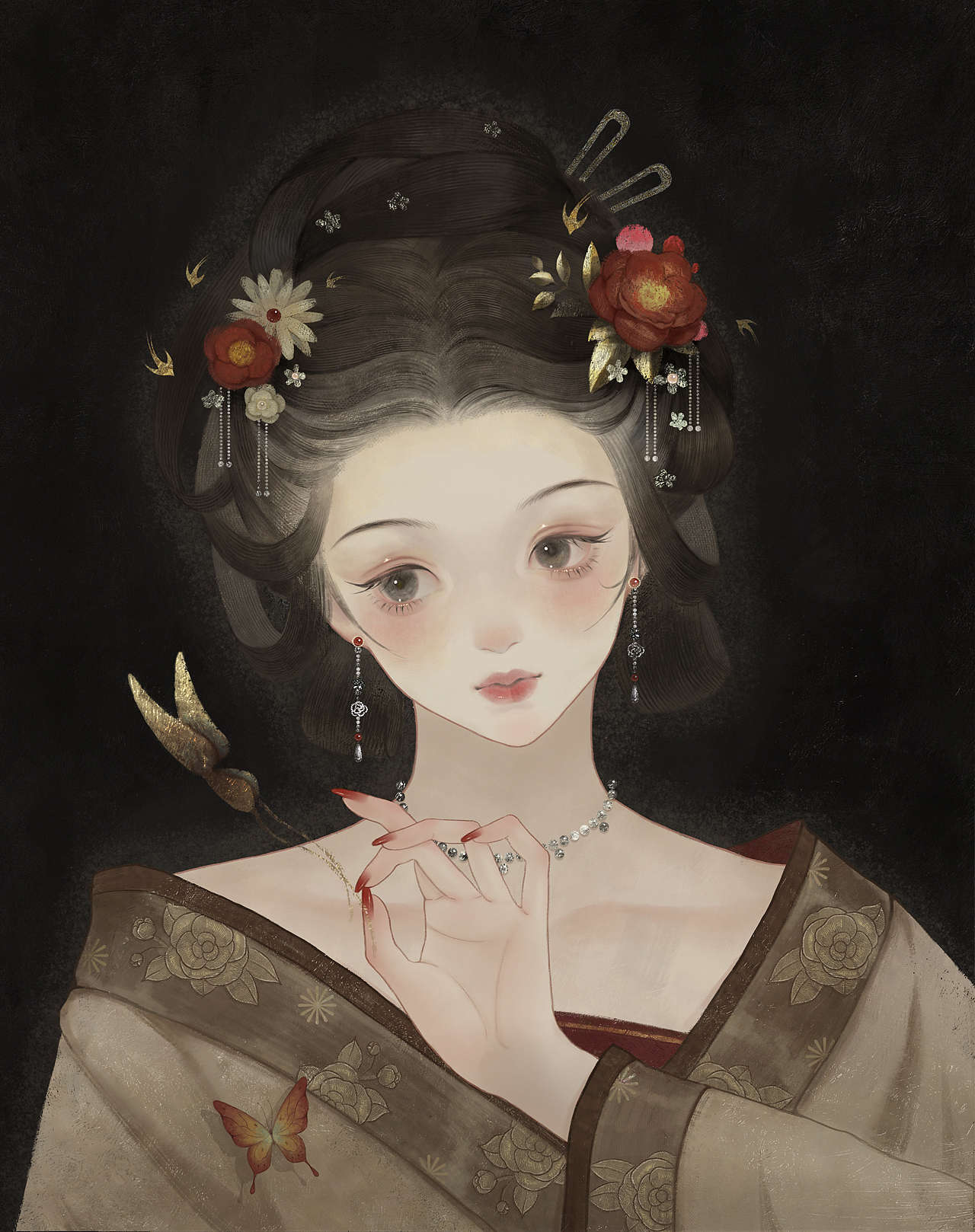 画了喜欢的山茶花