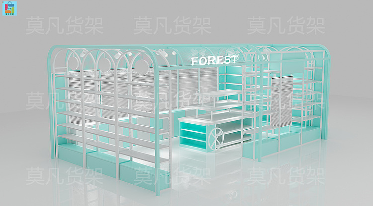 精品百货集合店货架产品陈列美观-莫凡货架销售厂家