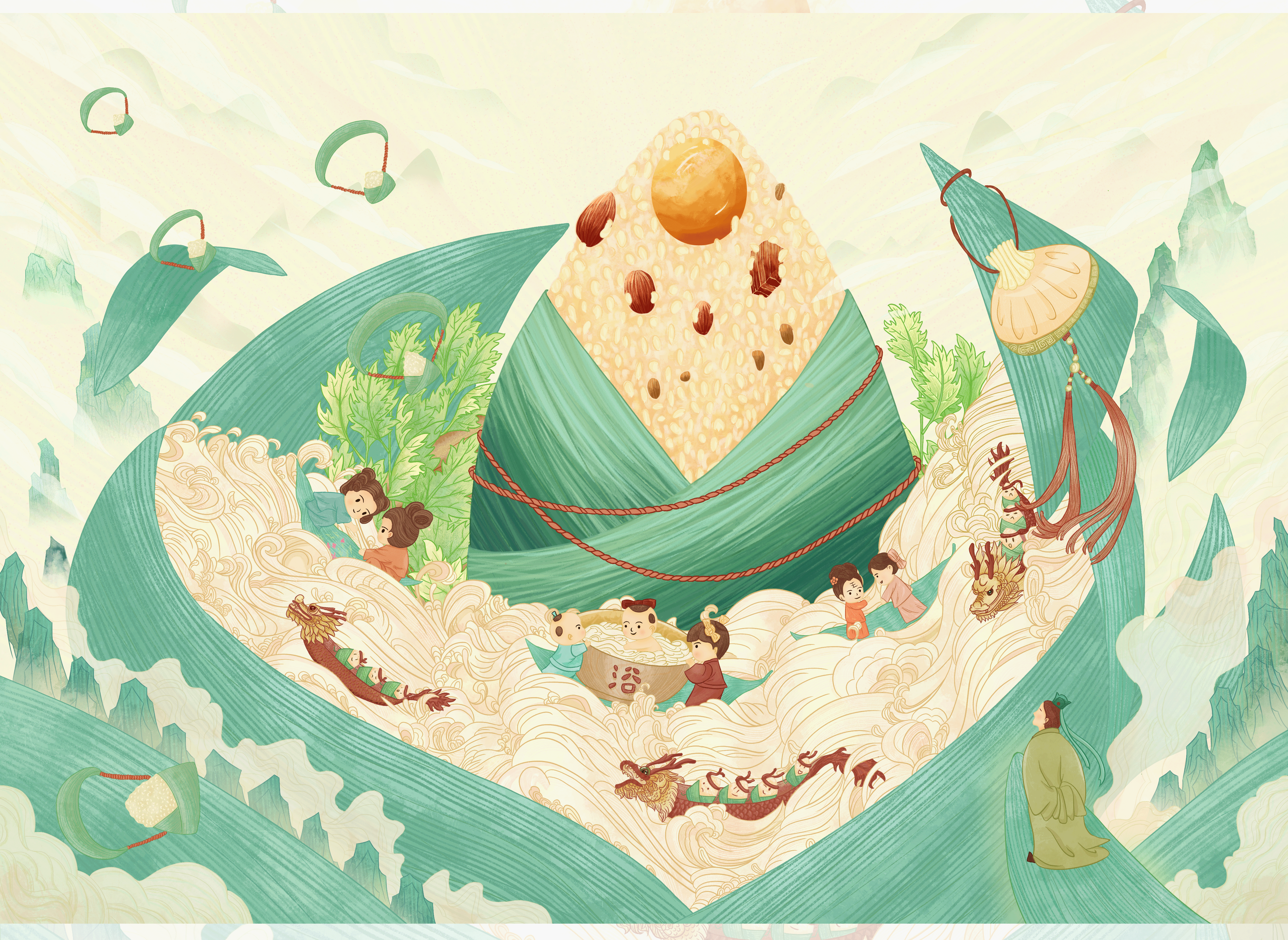 原创-端午节-粽子包装插画（图ZMzg4MTExMDYw） - 商业插画 - 站酷设计师Afei阿非呀原创素材 - 站酷ZCOOL
