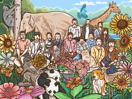 和家人在大自然中感受温暖和春风