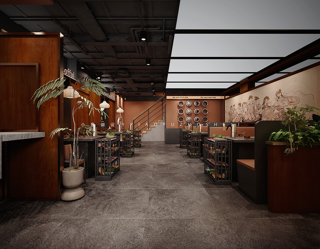 烤肉店氛围感设计—时光淬炼的烟火气（图ZMzg4MTI1OTA0） - 酒店餐饮设计 - 站酷设计师鱼小鱼做设计原创素材 - 站酷ZCOOL