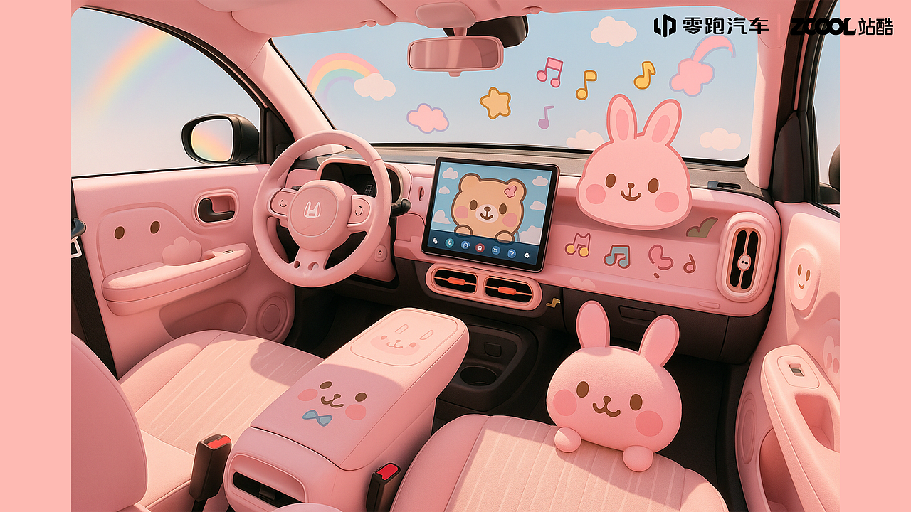 零跑B10百变副驾空间DIY装饰设计 | 甜酷Q萌风格创意设计 | 空间设计【赛事】(图ZMzg4MTYwNDM2) - 其他工业/产品 - 站酷设计师putinerest原创素材 - 站酷ZCOOL