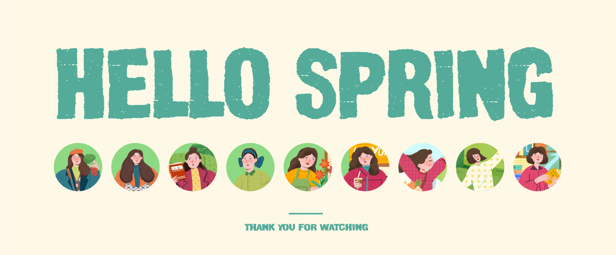 扁平风插画之你好春天