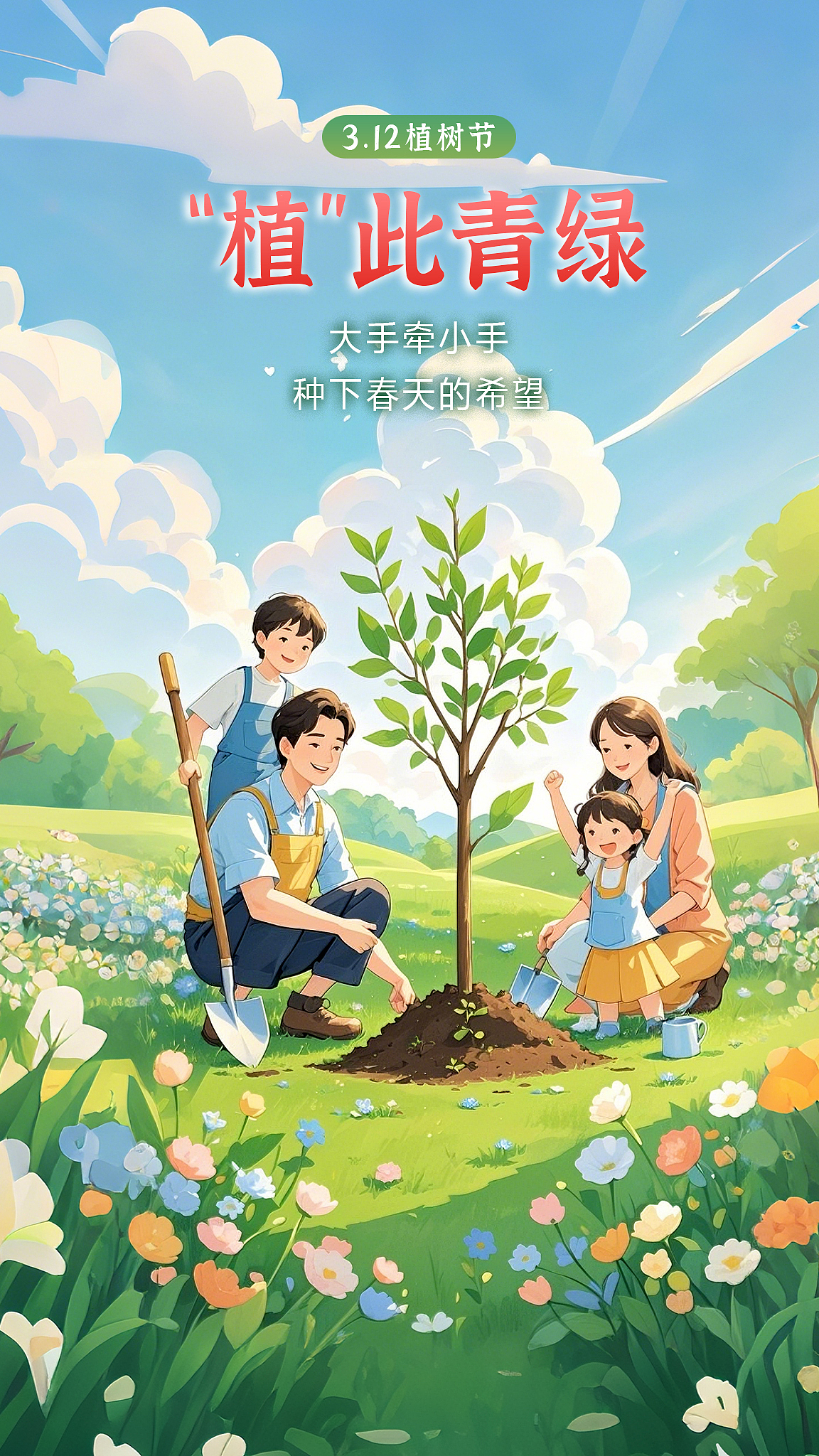 AI创作 —— 植树节:“植”此青绿