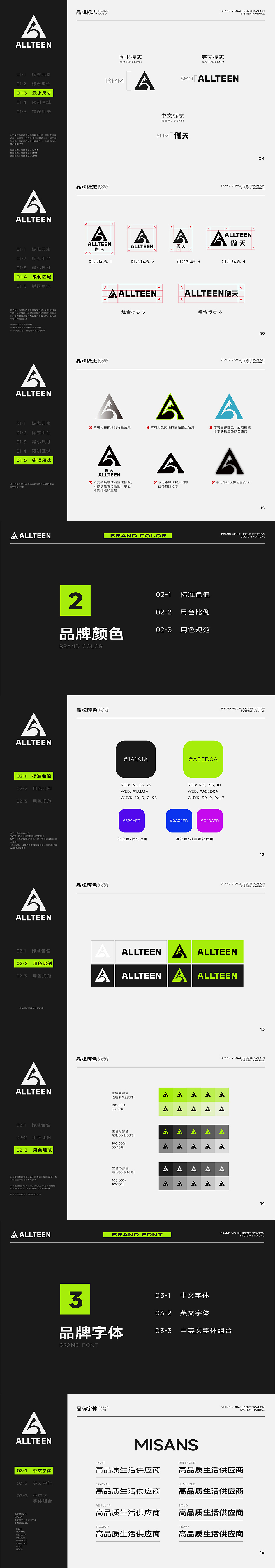 滑雪品牌ALLTEEN傲天品牌视觉识别系统手册