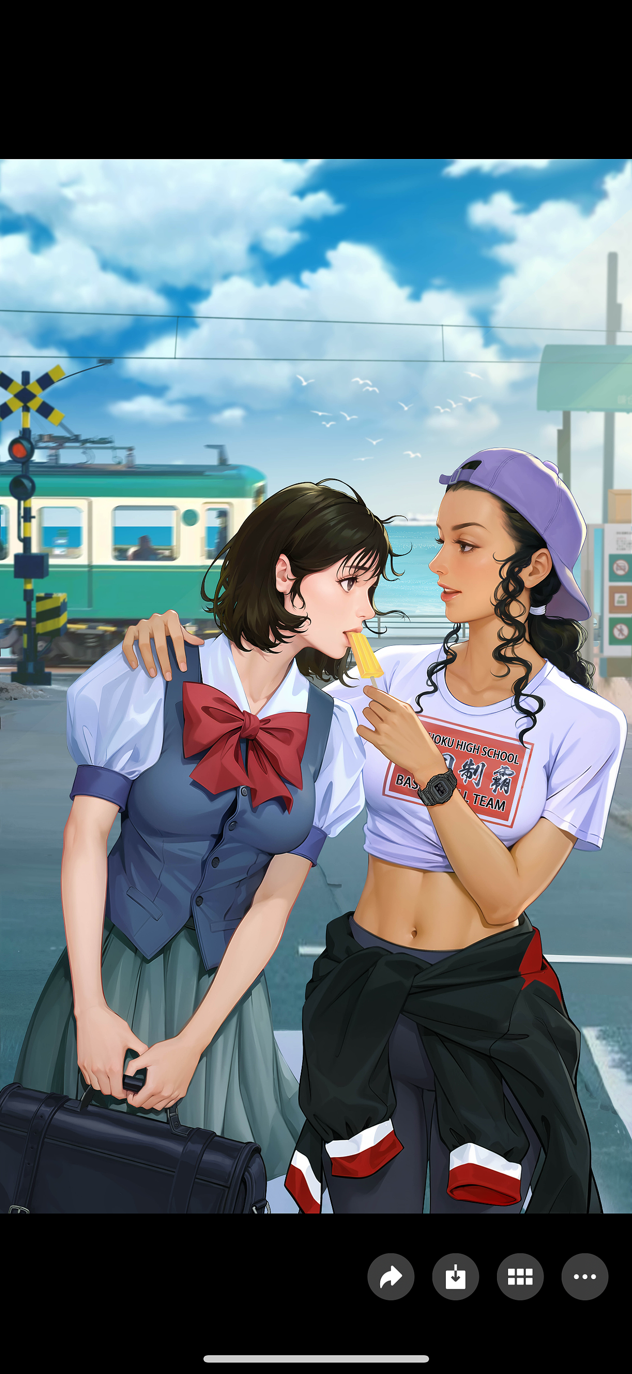 【镰仓の夏｜晴子×彩子的橘子味心动时刻🏀】（图ZMzg4MjA5NDgw） - 艺术插画 - 站酷设计师大西瓜1984原创素材 - 站酷ZCOOL