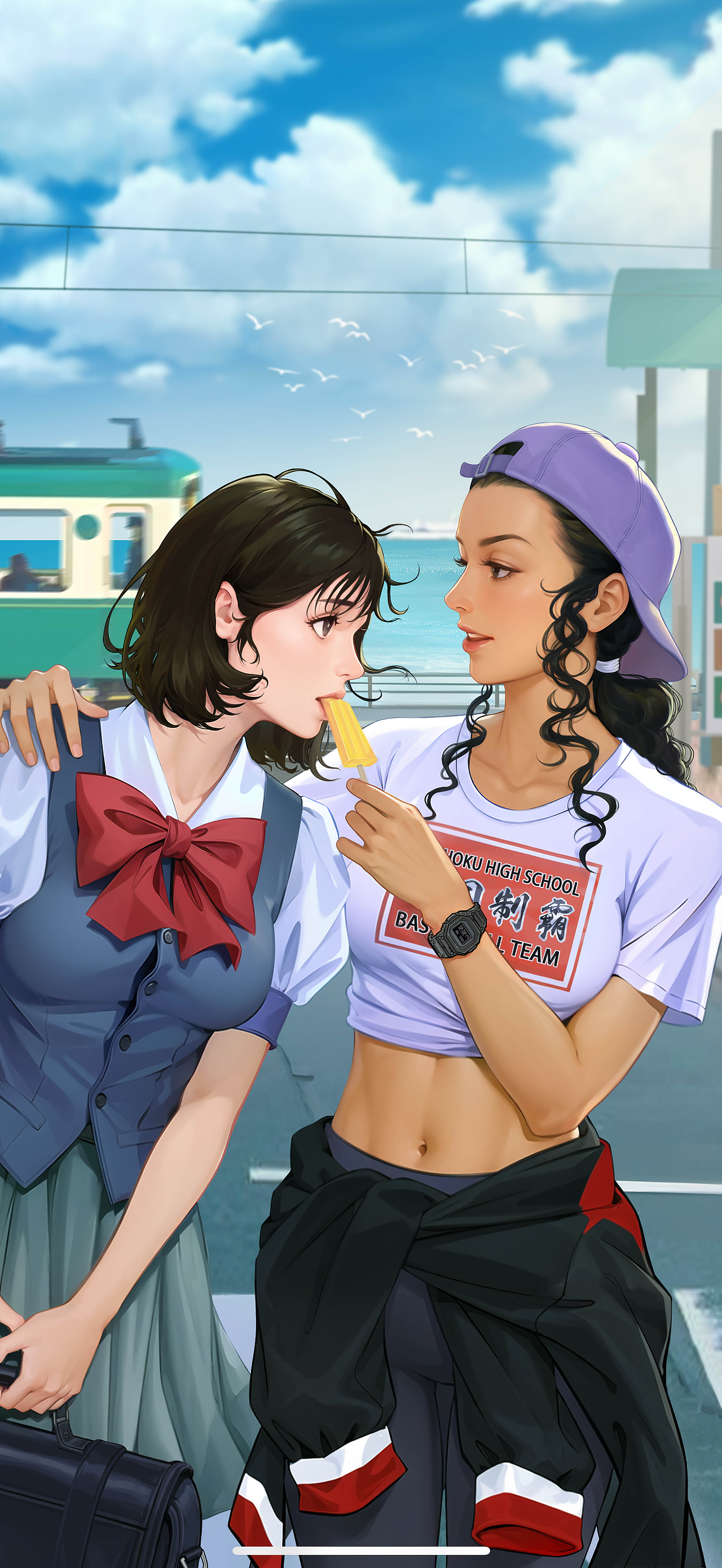 【镰仓の夏｜晴子×彩子的橘子味心动时刻🏀】（图ZMzg4MjA5NDc2） - 艺术插画 - 站酷设计师大西瓜1984原创素材 - 站酷ZCOOL