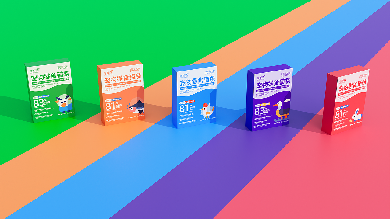 喵鲜森 宠物猫罐头猫条品牌包装设计