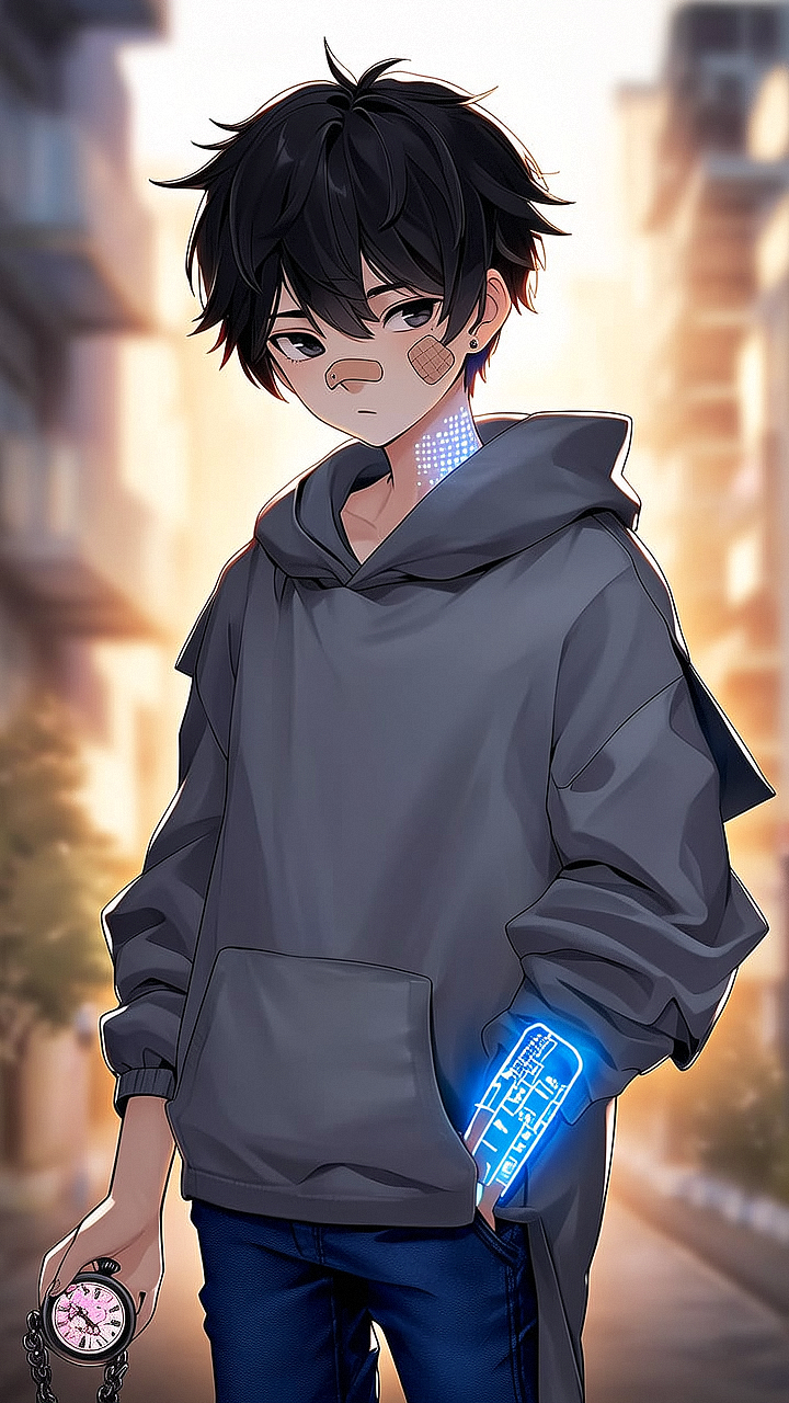 思考时脖颈处浮现发光代码纹路