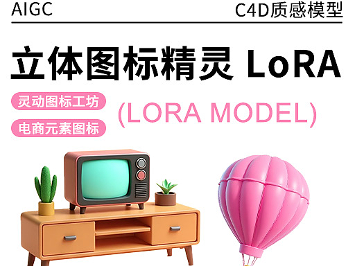 AIGC创作C4D 灵动图标
