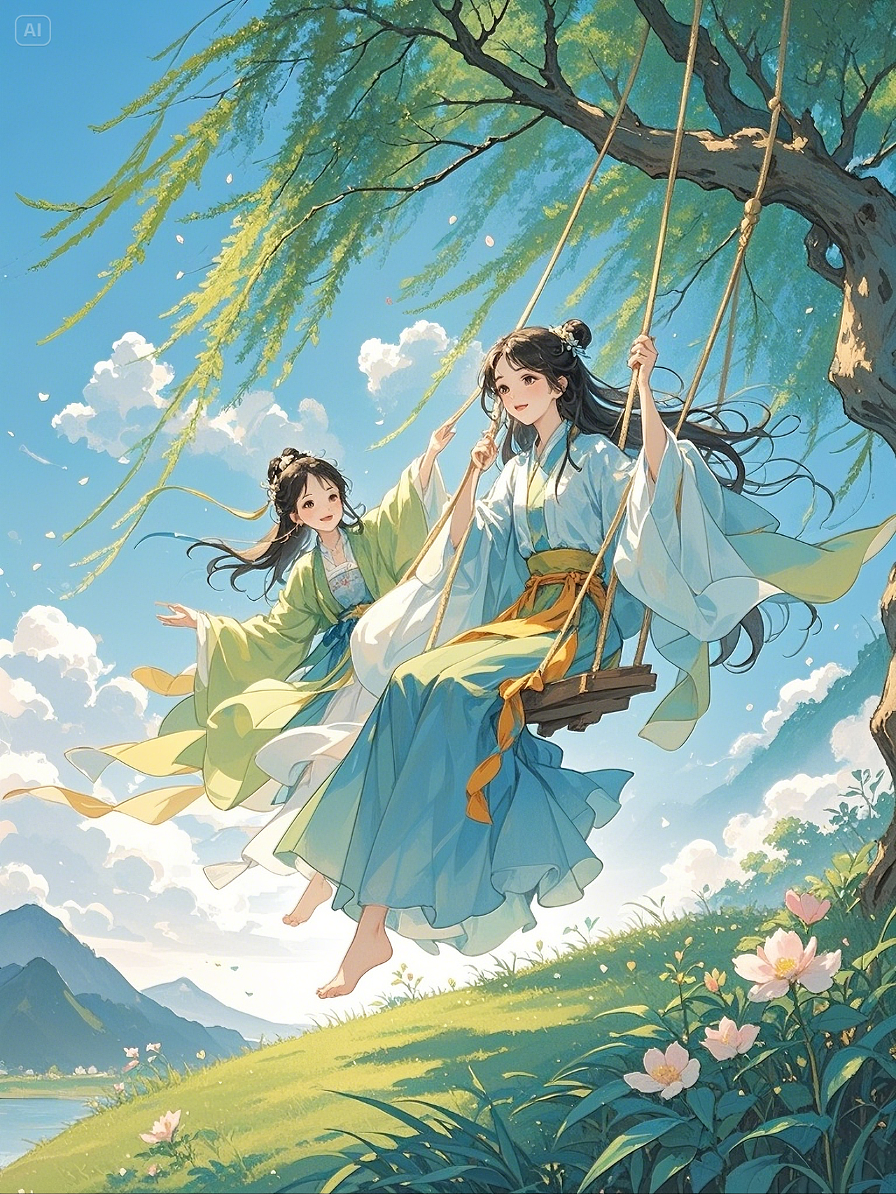 清明时节,踏青荡秋千,踢蹴鞠,放风筝