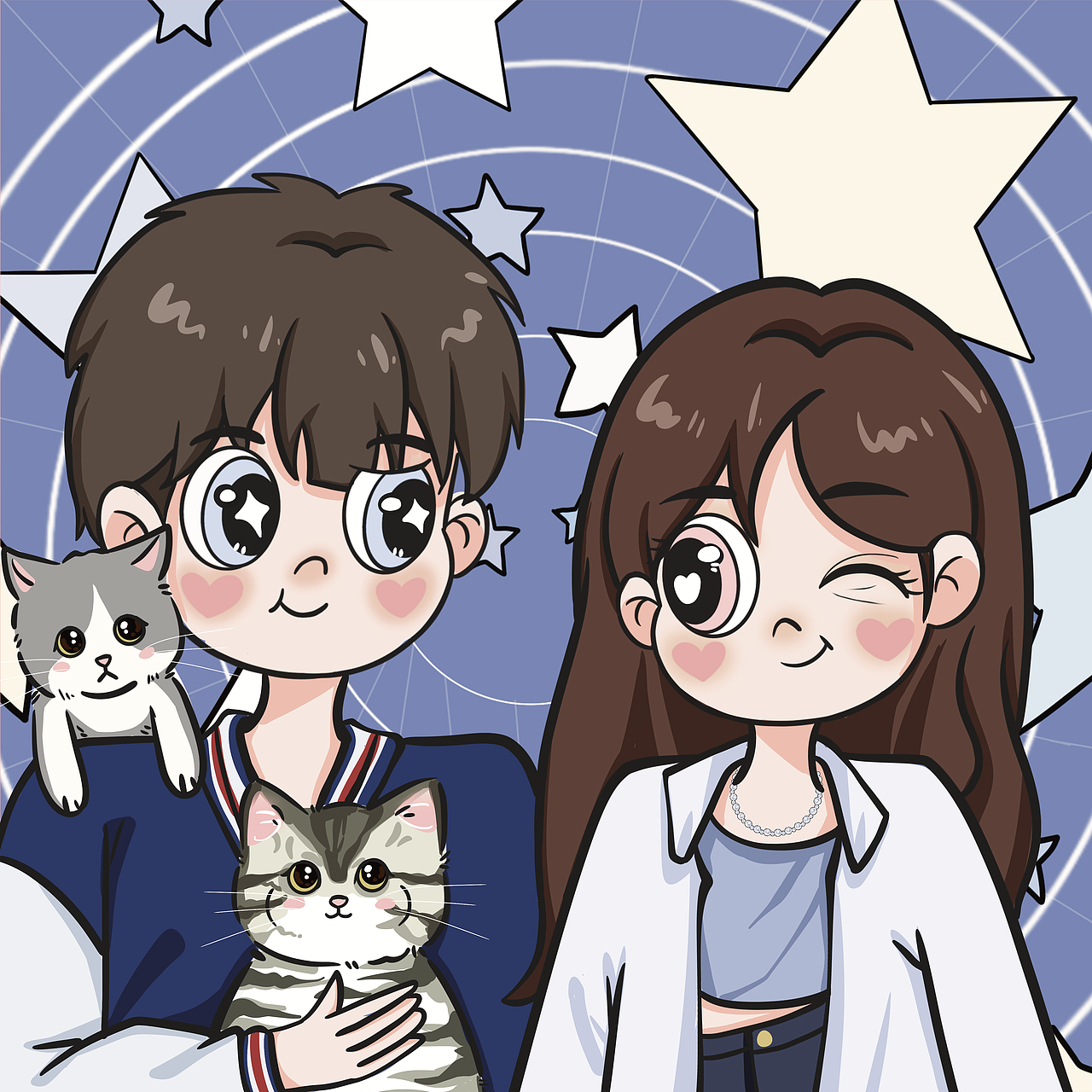 情侣头像（星碟风）（图ZMzg4MjYxMTQ0） - 新锐潮流插画 - 站酷设计师碳水化合物vv原创素材 - 站酷ZCOOL