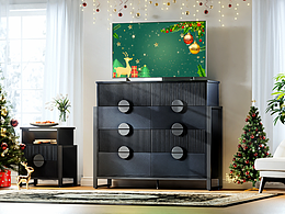 为圣诞节制作的高八抽柜三维渲染视频，经典红绿配色
