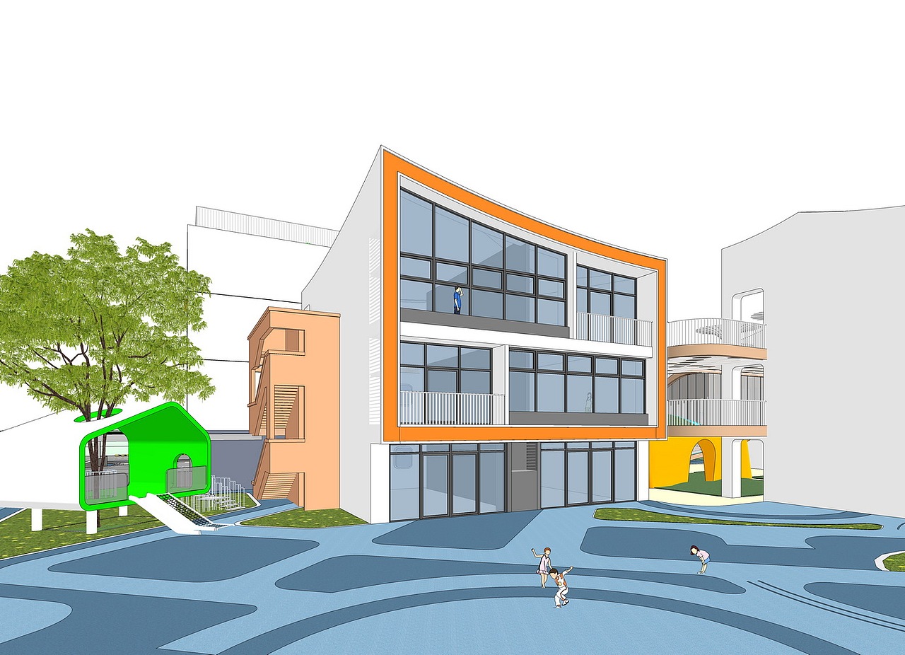 上海青浦金泽镇西岑幼儿园SU模型下载