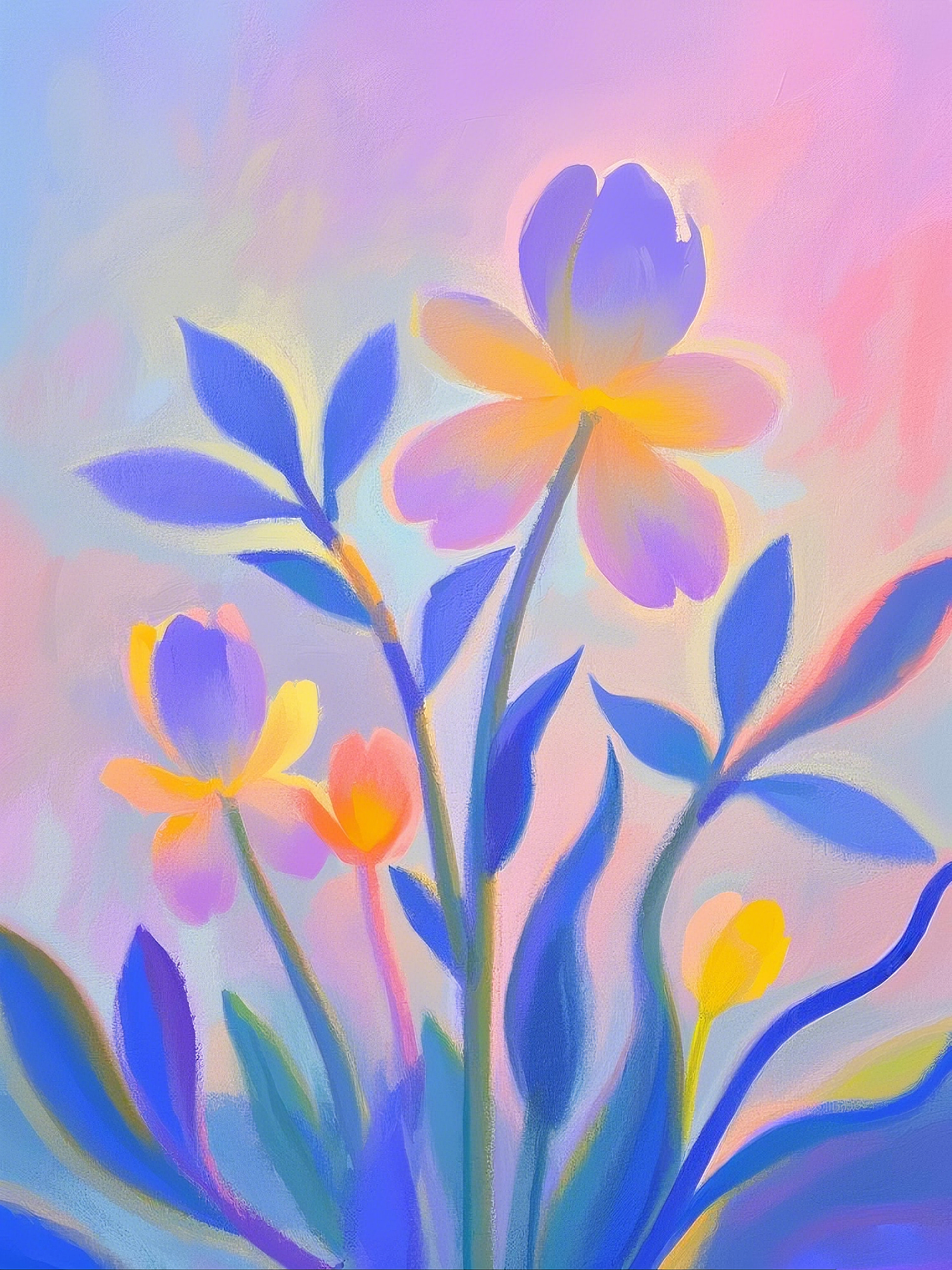 花(色粉、丙烯)