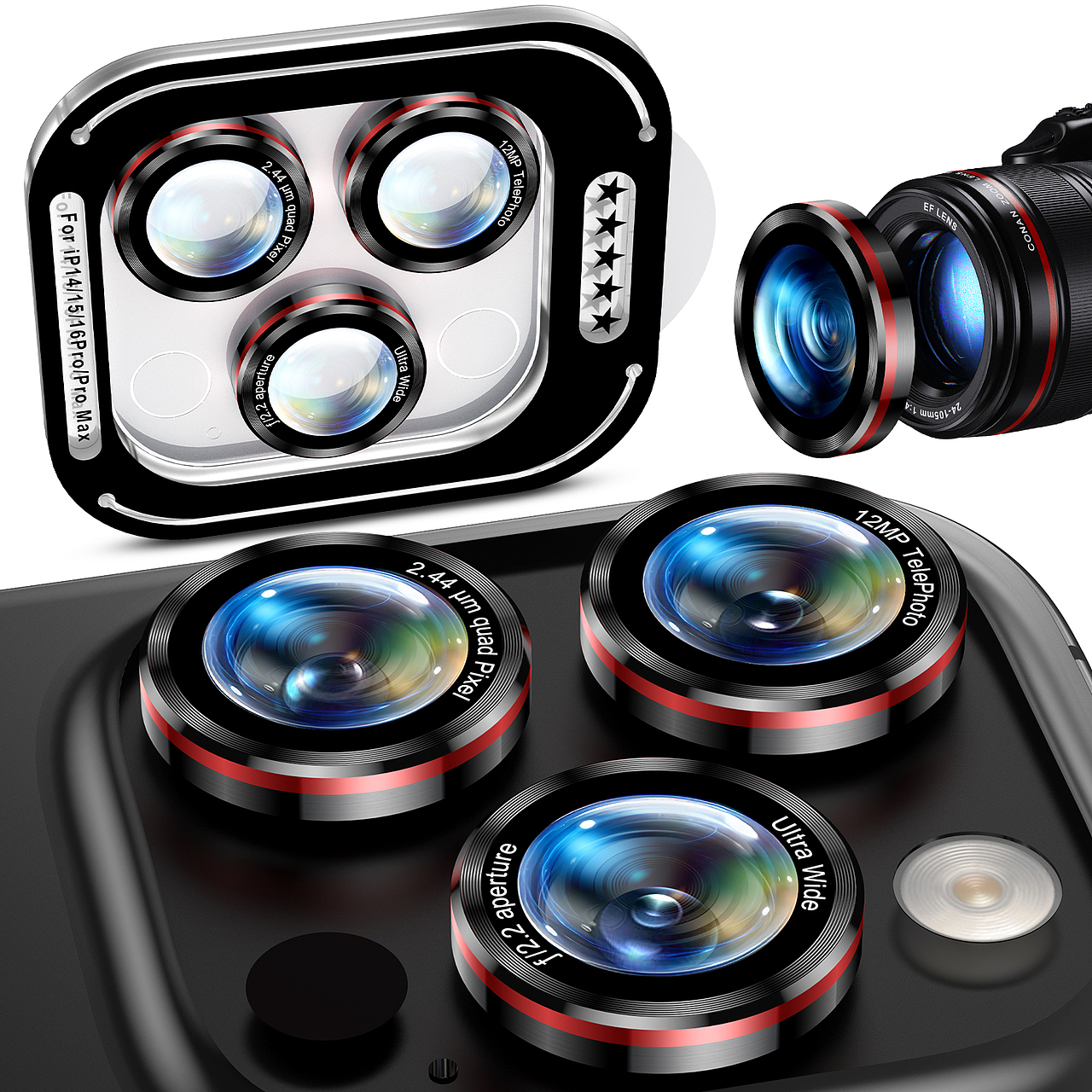 iPhone 16 Pro Max 单反CD纹鹰眼镜头膜