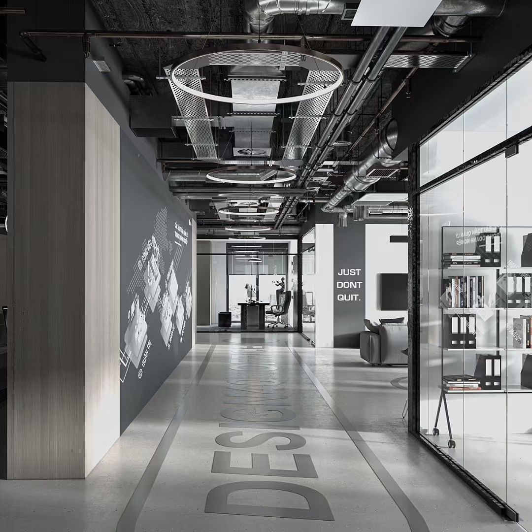 办公空间丨现代灰白格调办公室装修设计案例赏析