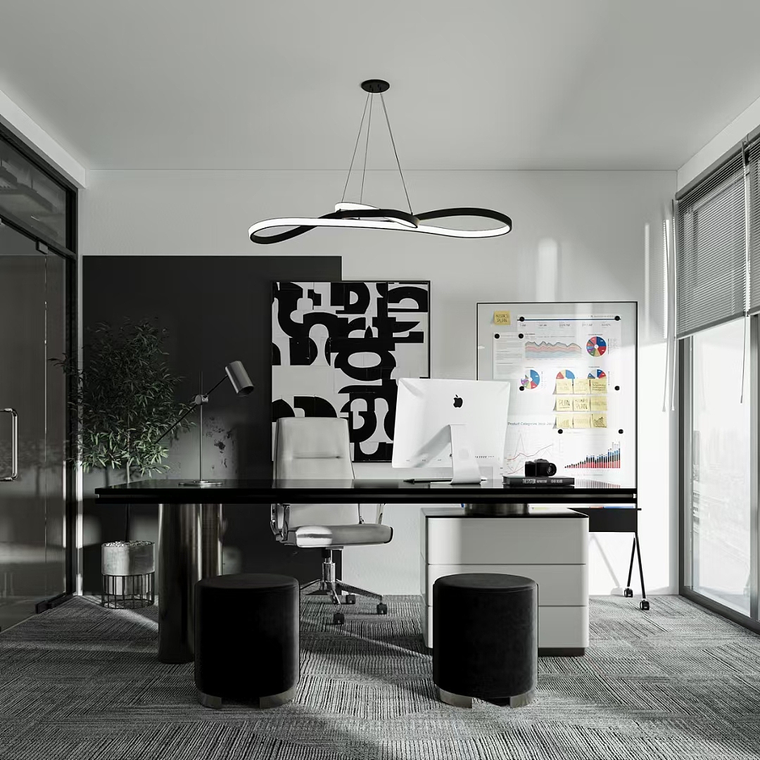 办公空间丨现代灰白格调办公室装修设计案例赏析