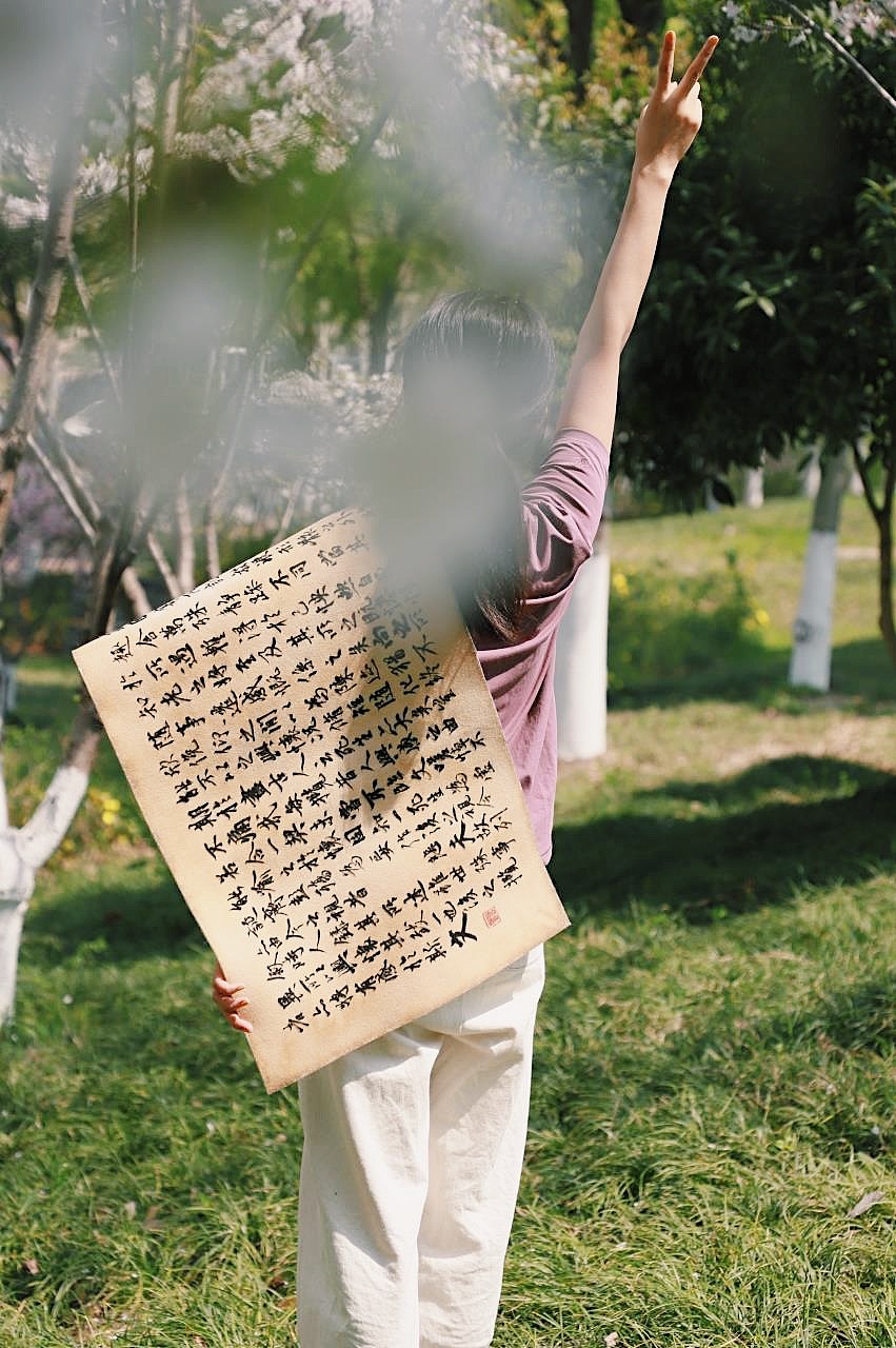 我用羊毛写了一幅《兰亭序》