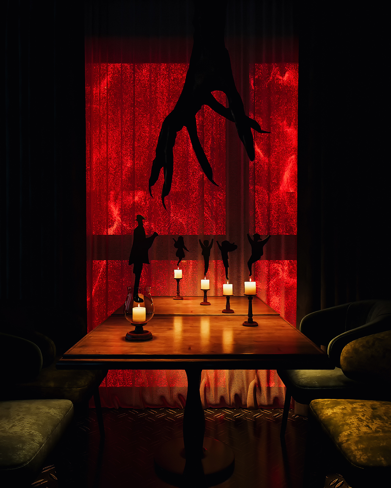 《酉时谜宴》剧本杀馆风格设计及效果图表现