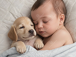 AI虚拟摄影（小狗与婴儿）